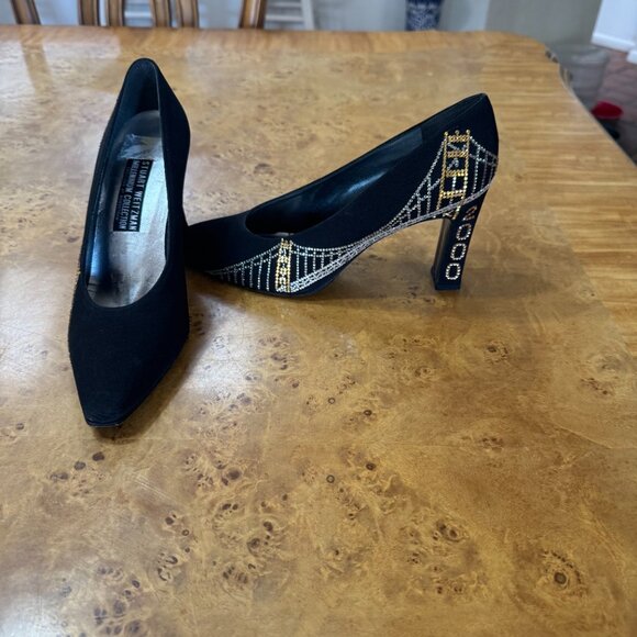 NEW Stuart Weitzman Unique Black Crystal Y2K Pumps sz 8 - Picture 3 of 7